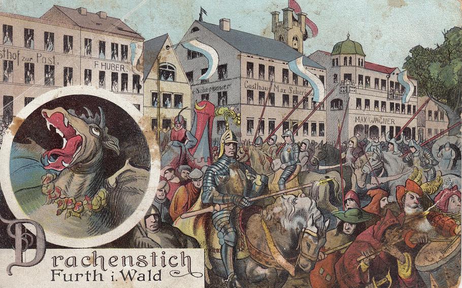 Historic Drachenstich Illustration