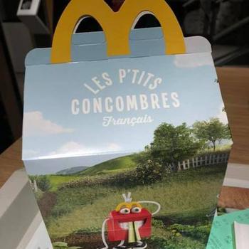 Closed Happy Meal box on a tray