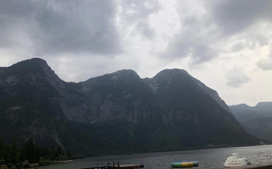 Lake view with moutains in the background in Obertraun, Austria