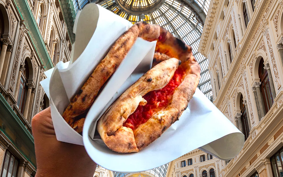 Savor Naples like a local with the classic ‘Portafoglio’ pizza – folded and handheld, it’s the ultimate street food treat amidst the breathtaking beauty of Naples’ historic architecture.