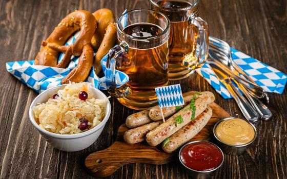 October fest concept - traditional food and beer served at event