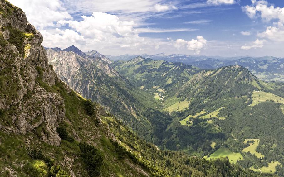 Landscape view of the Alps on a warm sunny day