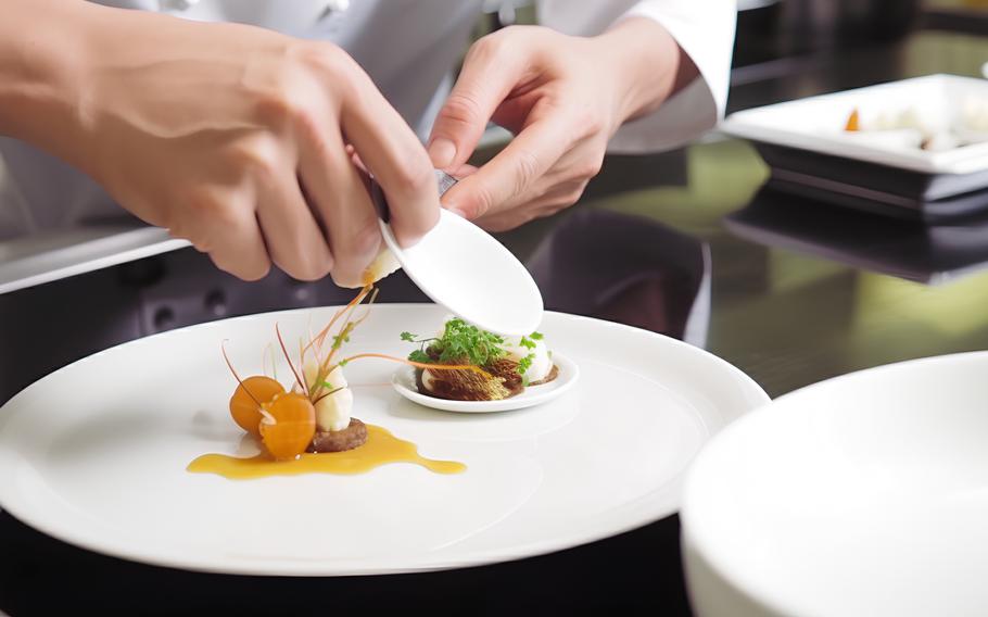 Chef preparing a dish