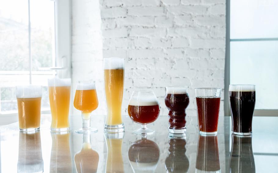 Flight of full-sized beers