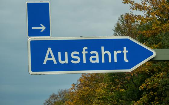 Ausfahrt (exit) sign on the highway