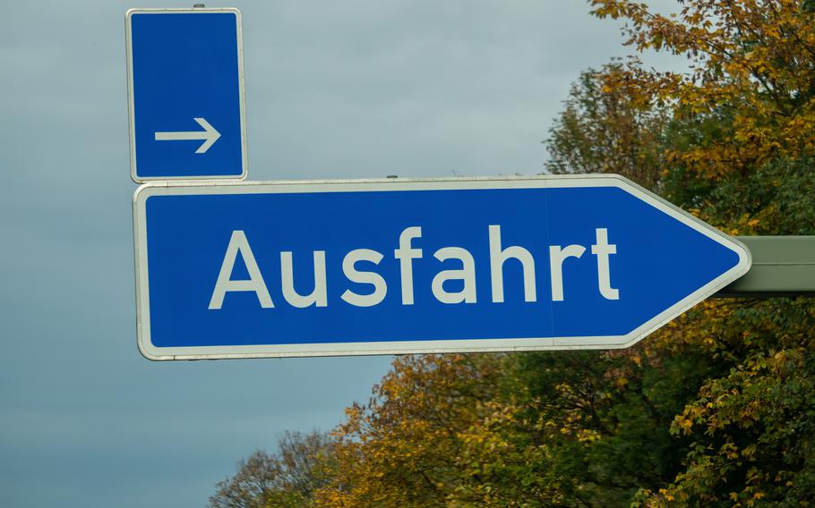 Ausfahrt (exit) sign on the highway