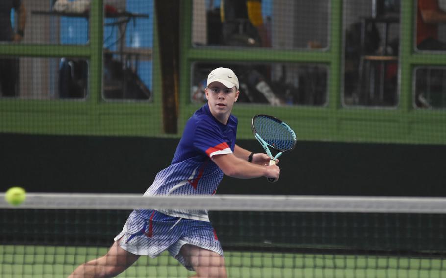 Ramstein’s Tristan Chandler defended his singles title at the DODEA European tennis championships 