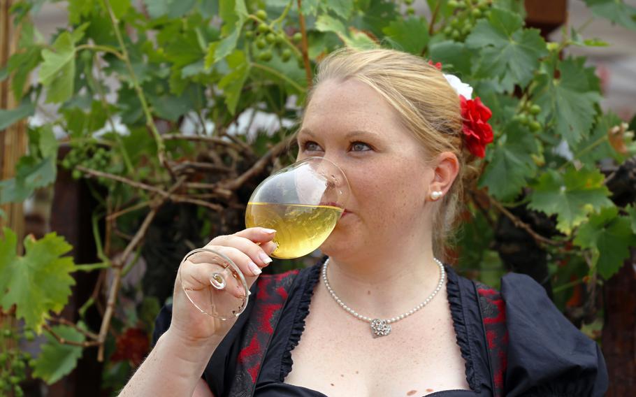 Tasting the local wines at the Bernkastel-Keus Middle Moselle Wine Festival 