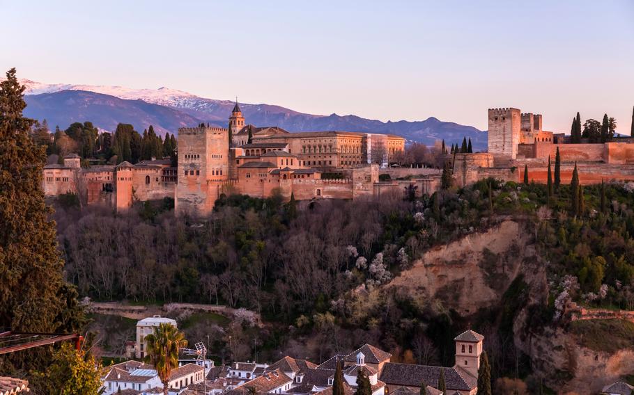 Alhambra perched on a cliff above Granada