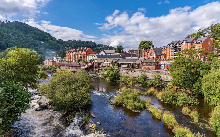 Llangollen town along the river dee in north Wales, UK