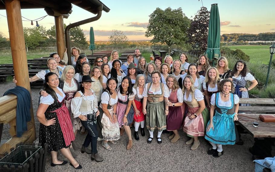 Spouse club in traditional Bavarian clothing