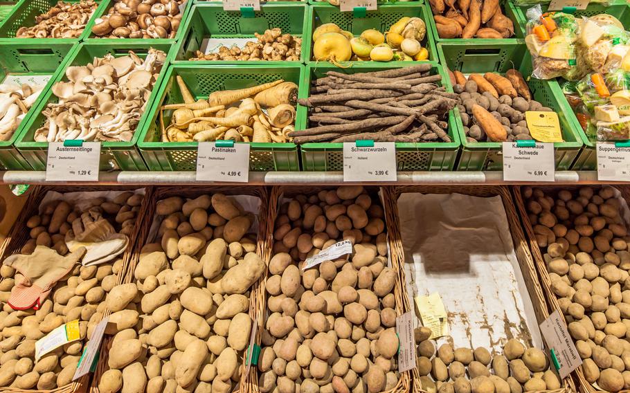 Vegetables for sale at a European grocery store.