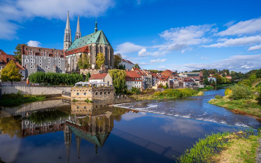 The Neisse, a tributary of the Oder River, through the town of Görlitz in Germany