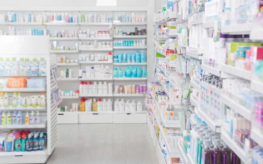 Pharmacy interior with shalldow depth of field