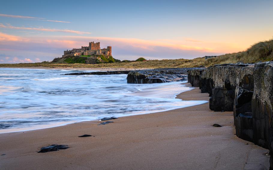 Bamburgh beach and surrounding sand dunes 
