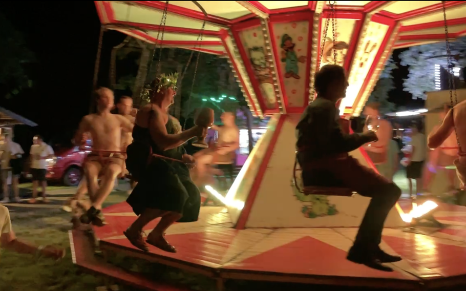 Bacchus and his entourage take over the carousel.