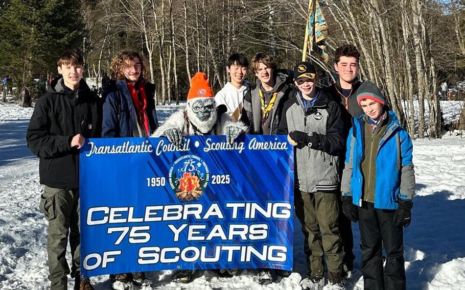 Members of Troop 44 with the Yeti.