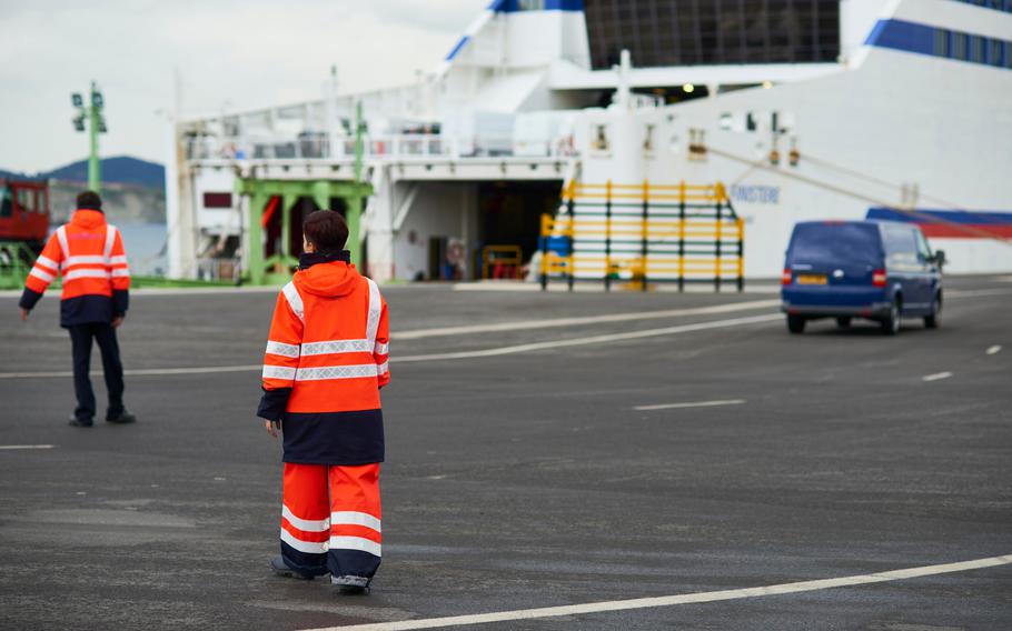 Boarding a big ferry boat