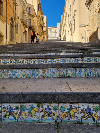 Outside stairs in Caltagirone, Italy