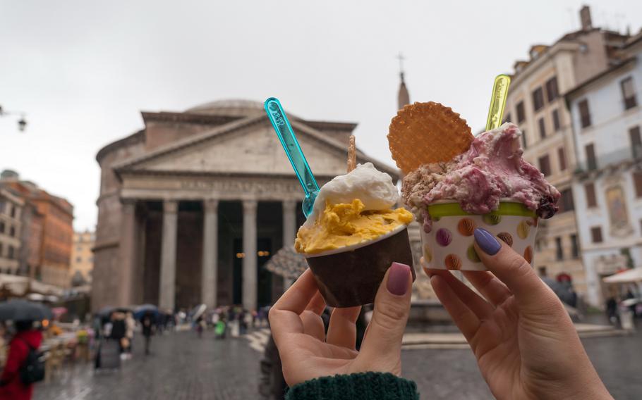 Daily gelato and visiting the Pantheon are a must when in Rome.