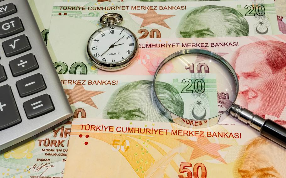 Upclose of Turkish lira.