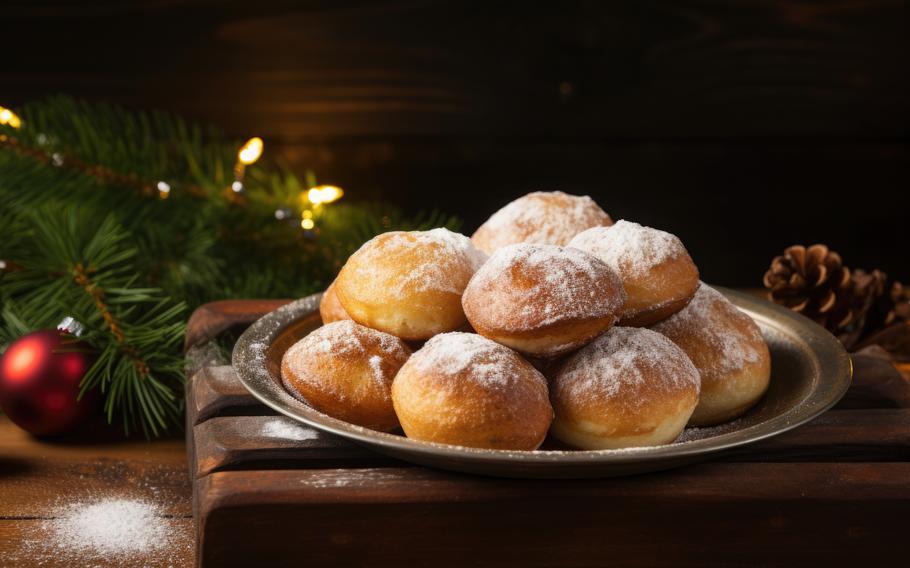 Æbleskiver, or Danish pancake balls