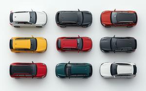 A set of modern cars viewed from above, showing different body types including sedans, SUVs, and hatchbacks, isolated on a pure white background, soft natural lighting, detailed car textures, no fog, no shadow, sharp focus, --chaos 25 --ar 5:3 --quality 2 --style raw --stylize 350 --v 6.1 Job ID: fa6da687-ff62-472a-b443-34cf6edc09e8
