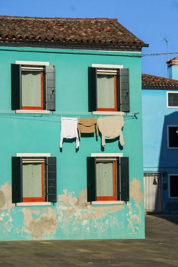 Blue house in Burano, Italy