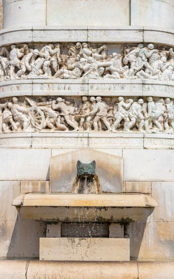Detail of the column in front of La Rocca dei Rettori in Benevento, Campania, Italy