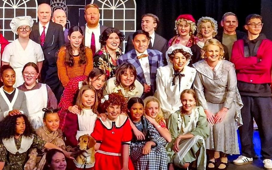 Cast and crew for “Annie” at USAG Ansbach Terrace Playhouse