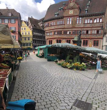 Tübingen market square filled with stall