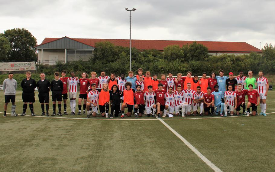 OWU soccer team/Baumholder soccer team at recent game (group photo)