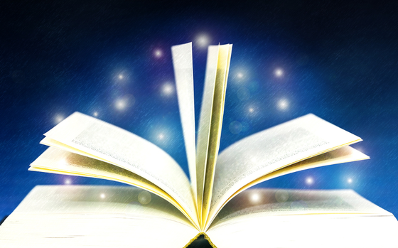 Photo Of Book with sparkles and blue background