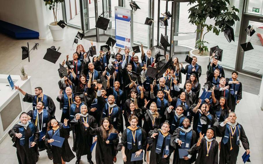 More than 130 students received degrees through Embry-Riddle Worldwide’s U.S. Military program in Europe this year. Over 50 students attended a commencement ceremony at the House of Logistics and Mobility (HOLM) in Frankfurt, Germany.