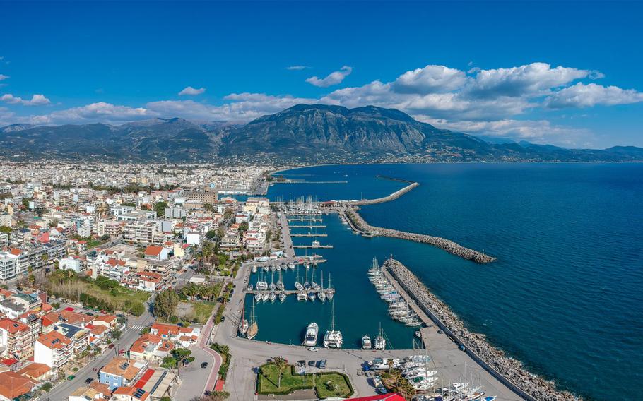 Modern aerial view of Kalamata, Greece