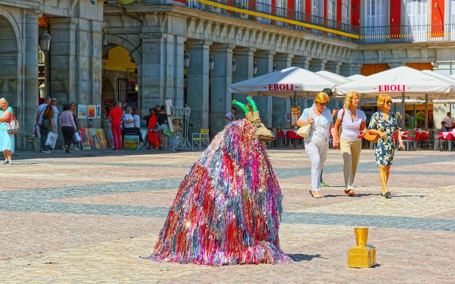 “Goat guy” street performer in Plaza Mayor, Madrid