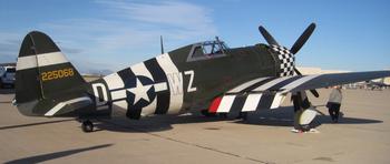 Republic P-47 Thunderbolt with invasion stripes