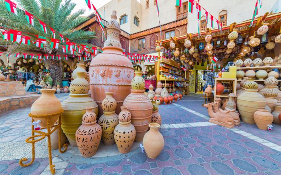 Handicraft products in the ancient Souq of Nizwa, in Oman