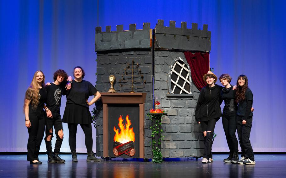 Stage crew for Stuttgart High School’s “Beauty and the Beast Jr.”