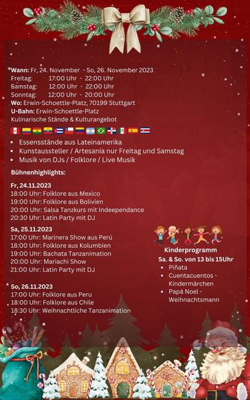 Program of events at Latin American Weekend in Stuttgart