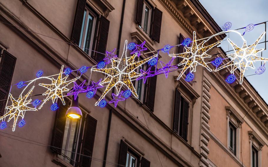 Italian city decorated for Christmas