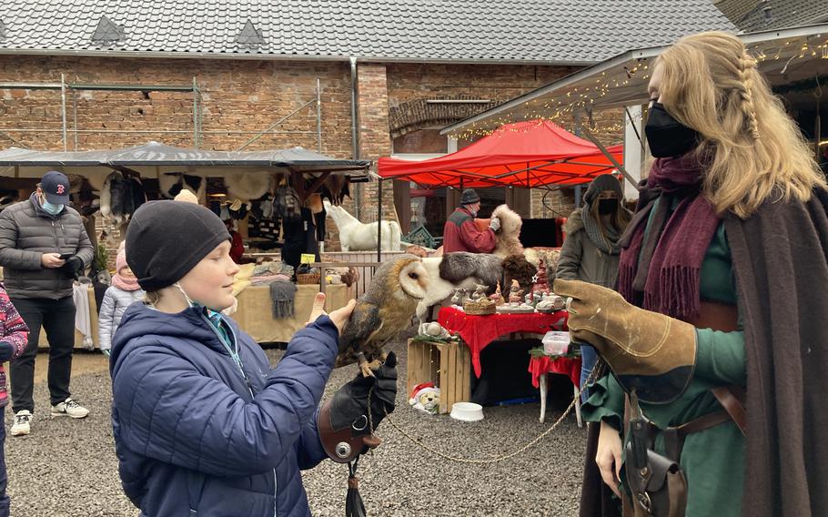 Birds of prey at Burg Satzvey Christmas market