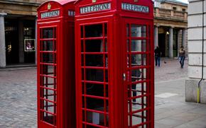 Two red phonebooths in London