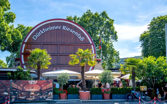 a massive win barrel that is also a restaurant 
