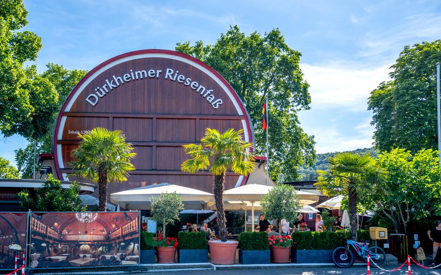 a massive win barrel that is also a restaurant 