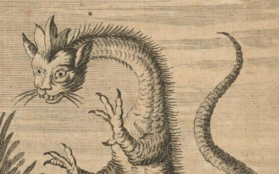 Tatzelwurm drawn by Johann Jakob Scheuchzer (1672-1733) in 1723
