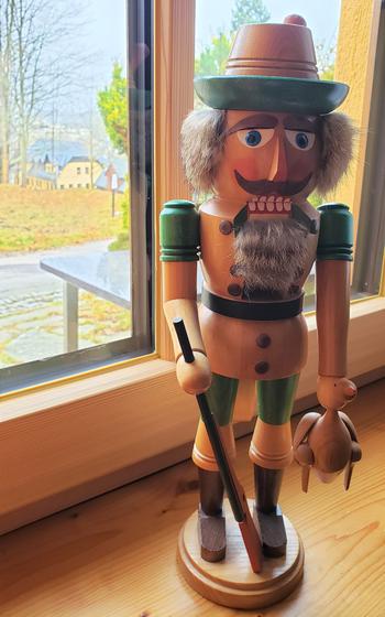 Wooden nutcracker in hotel room in Seiffen, Germany 
