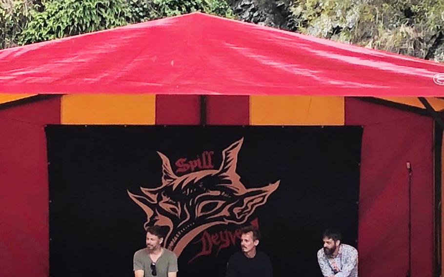 Alexander Ludwig, Jordan Patrick Smith and Marco Ilsø on stage (from left to right)