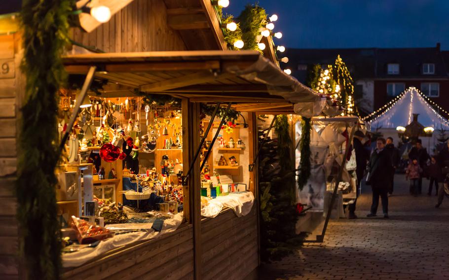 Christmas market stalls