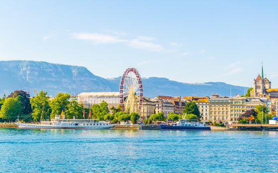 Cityscape of Geneva with Saint Pierre Cathedral in the background